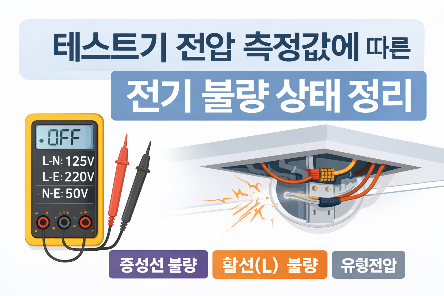 테스트기 전압 측정값에 따른 전기 불량 상태 정리