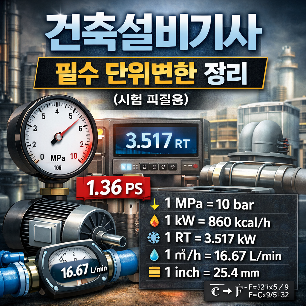 건축설비기사 필수 단위변환 정리 (시험 직결용)